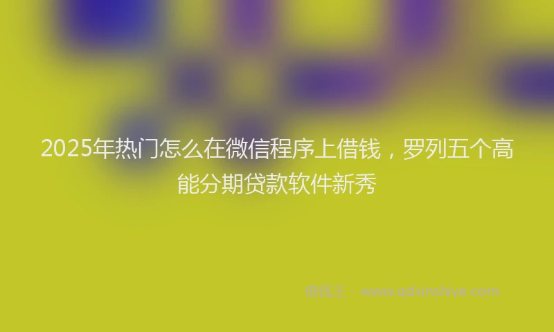 2025年热门怎么在微信程序上借钱，罗列五个高能分期贷款软件新秀