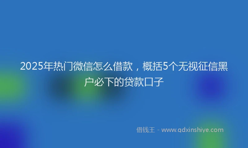 2025年热门微信怎么借款，概括5个无视征信黑户必下的贷款口子