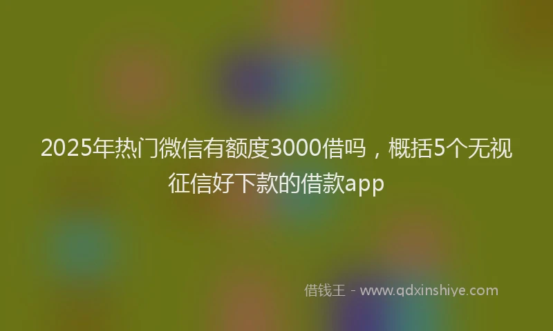 2025年热门微信有额度3000借吗，概括5个无视征信好下款的借款app