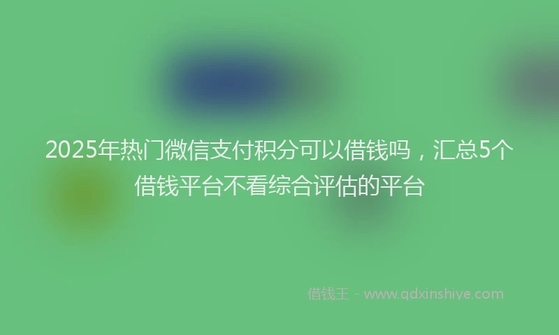 2025年热门微信支付积分可以借钱吗，汇总5个借钱平台不看综合评估的平台