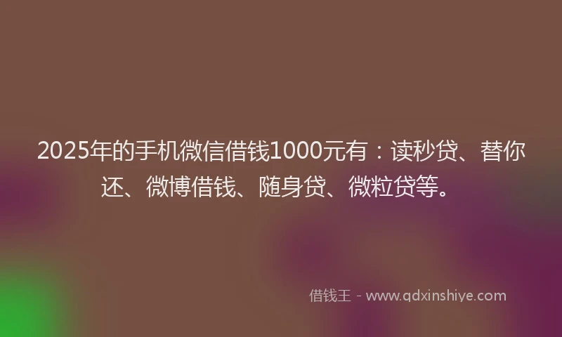 2025年的手机微信借钱1000元有：读秒贷、替你还、微博借钱、随身贷、微粒贷等。