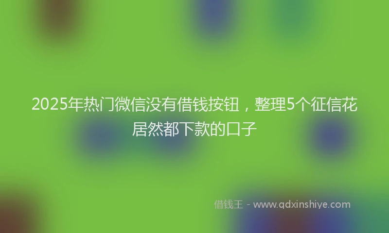 2025年热门微信没有借钱按钮，整理5个征信花居然都下款的口子