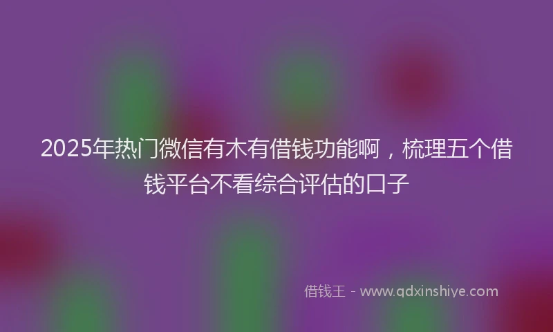 2025年热门微信有木有借钱功能啊，梳理五个借钱平台不看综合评估的口子