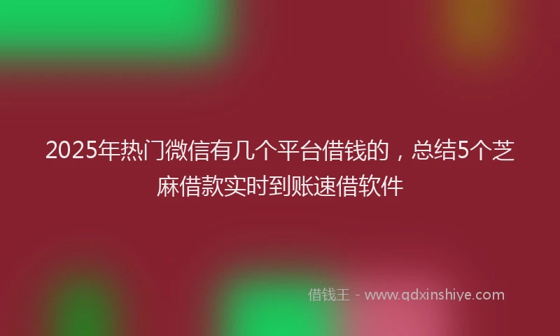2025年热门微信有几个平台借钱的，总结5个芝麻借款实时到账速借软件