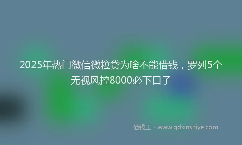 2025年热门微信微粒贷为啥不能借钱，罗列5个无视风控8000必下口子