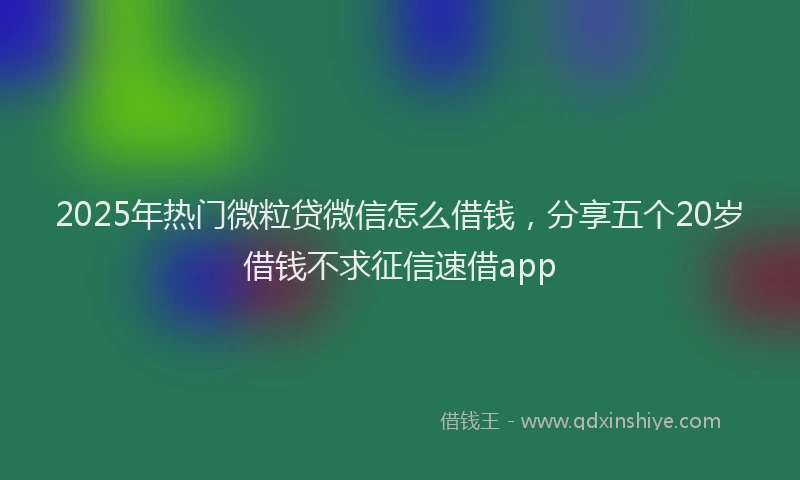 2025年热门微粒贷微信怎么借钱，分享五个20岁借钱不求征信速借app