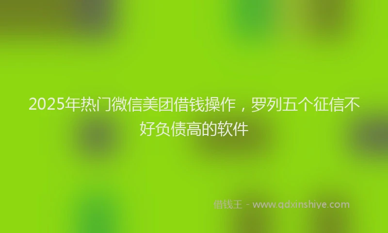 2025年热门微信美团借钱操作，罗列五个征信不好负债高的软件