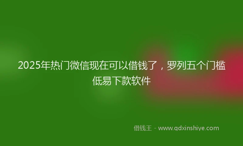 2025年热门微信现在可以借钱了，罗列五个门槛低易下款软件