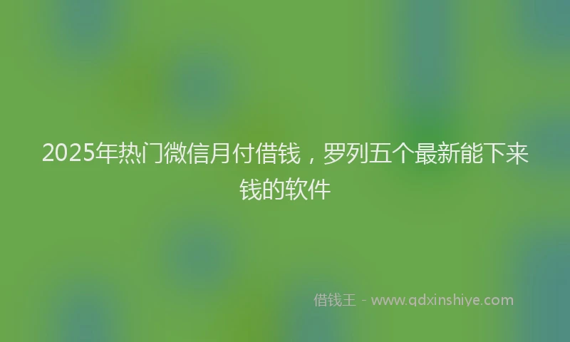 2025年热门微信月付借钱，罗列五个最新能下来钱的软件