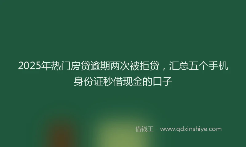 2025年热门房贷逾期两次被拒贷，汇总五个手机身份证秒借现金的口子