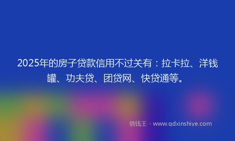 2025年的房子贷款信用不过关有：拉卡拉、洋钱罐、功夫贷、团贷网、快贷通等。