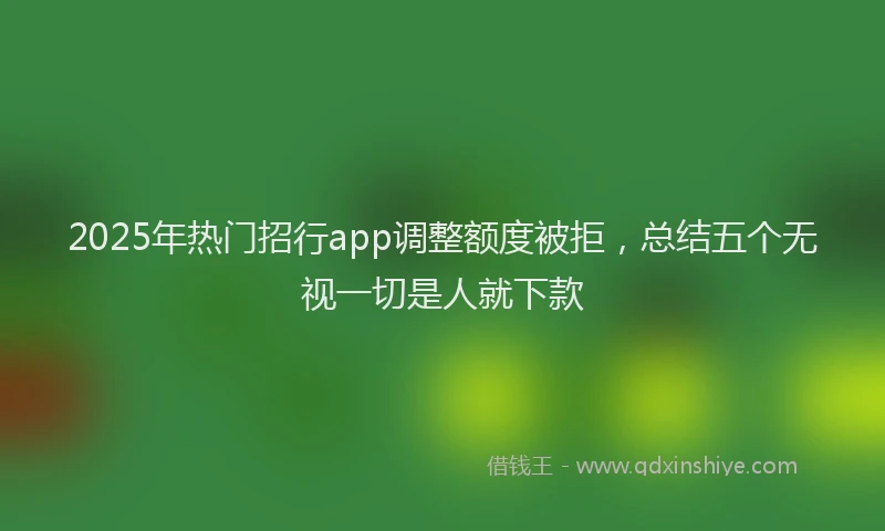 2025年热门招行app调整额度被拒，总结五个无视一切是人就下款