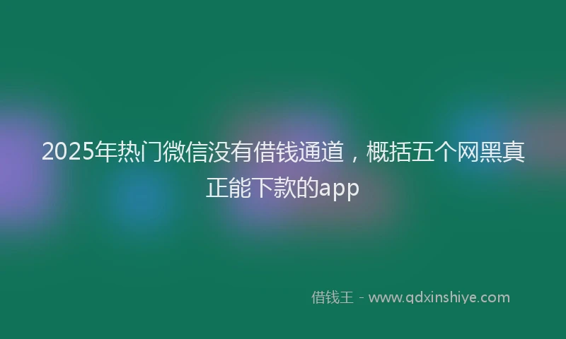 2025年热门微信没有借钱通道，概括五个网黑真正能下款的app