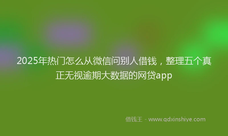 2025年热门怎么从微信问别人借钱，整理五个真正无视逾期大数据的网贷app