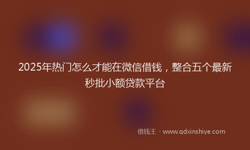 2025年热门怎么才能在微信借钱，整合五个最新秒批小额贷款平台