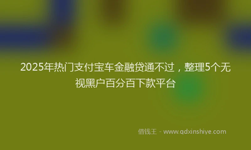 2025年热门支付宝车金融贷通不过，整理5个无视黑户百分百下款平台