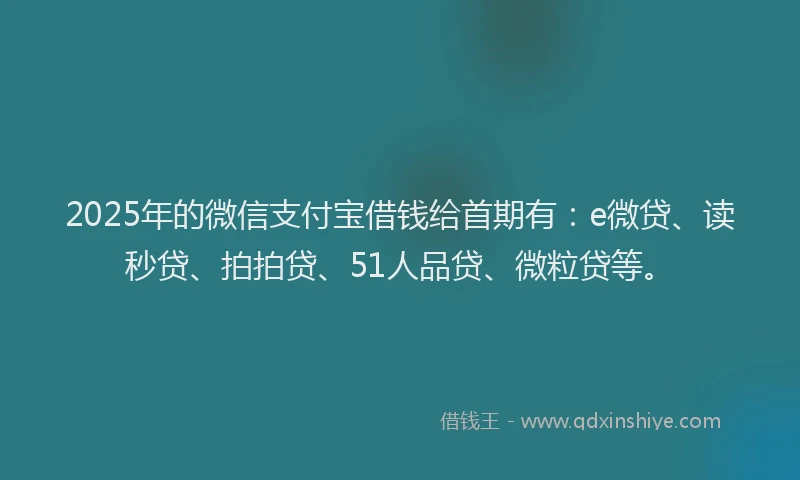 2025年的微信支付宝借钱给首期有：e微贷、读秒贷、拍拍贷、51人品贷、微粒贷等。