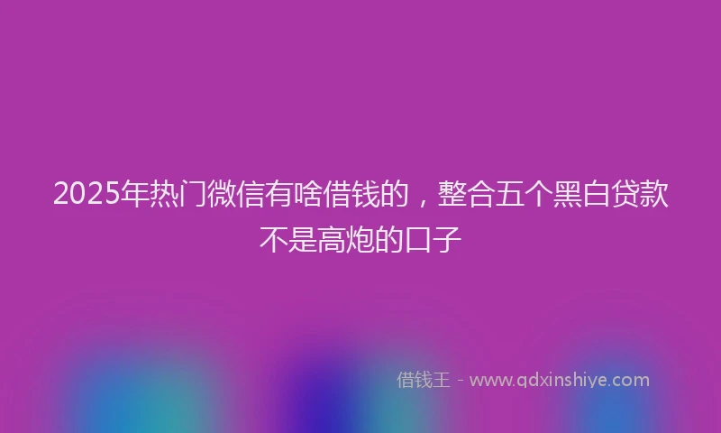 2025年热门微信有啥借钱的，整合五个黑白贷款不是高炮的口子