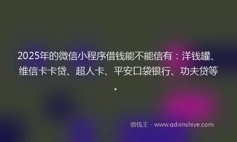 2025年的微信小程序借钱能不能信有：洋钱罐、维信卡卡贷、超人卡、平安口袋银行、功夫贷等。