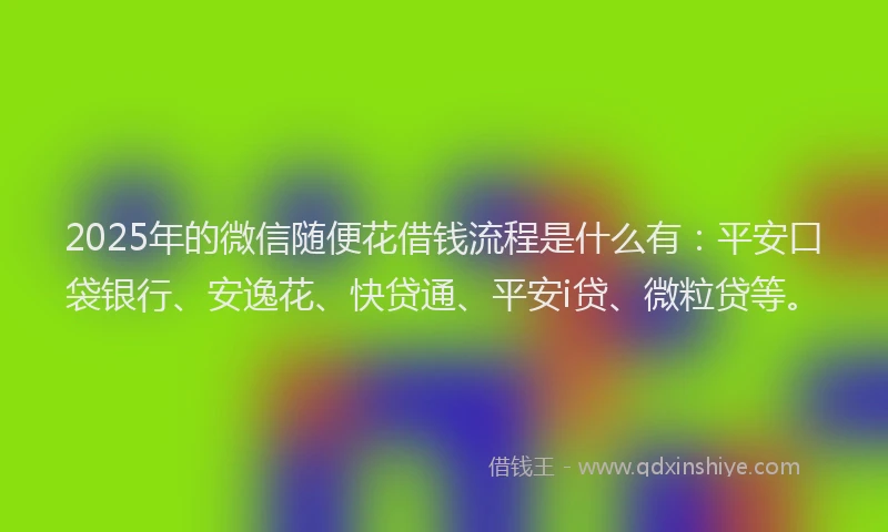 2025年的微信随便花借钱流程是什么有：平安口袋银行、安逸花、快贷通、平安i贷、微粒贷等。