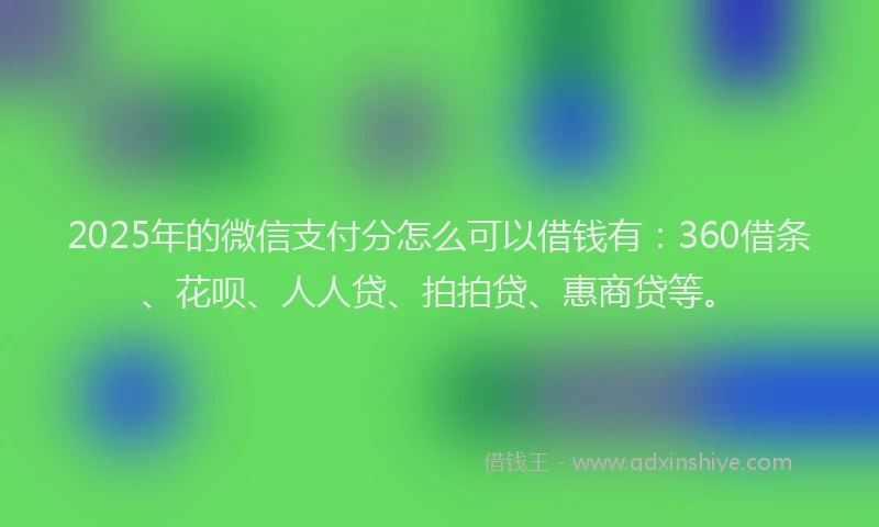 2025年的微信支付分怎么可以借钱有：360借条、花呗、人人贷、拍拍贷、惠商贷等。
