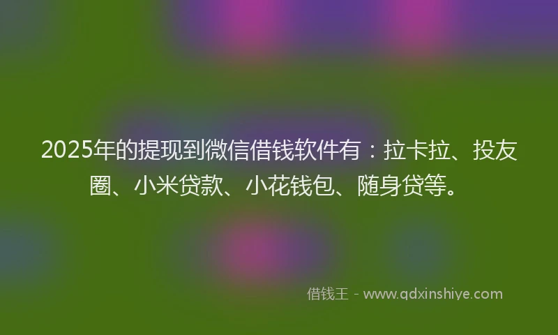 2025年的提现到微信借钱软件有：拉卡拉、投友圈、小米贷款、小花钱包、随身贷等。