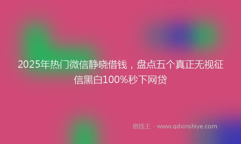 2025年热门微信静晓借钱，盘点五个真正无视征信黑白100%秒下网贷