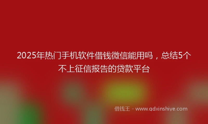 2025年热门手机软件借钱微信能用吗，总结5个不上征信报告的贷款平台