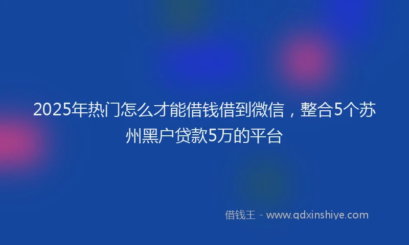 2025年热门怎么才能借钱借到微信，整合5个苏州黑户贷款5万的平台