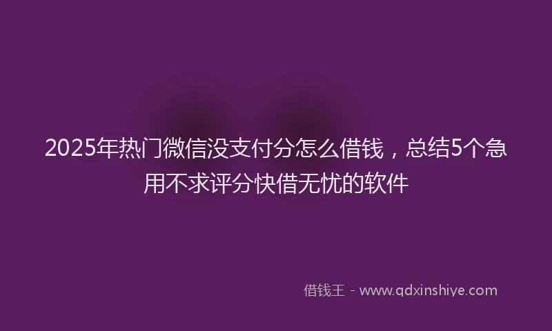2025年热门微信没支付分怎么借钱，总结5个急用不求评分快借无忧的软件