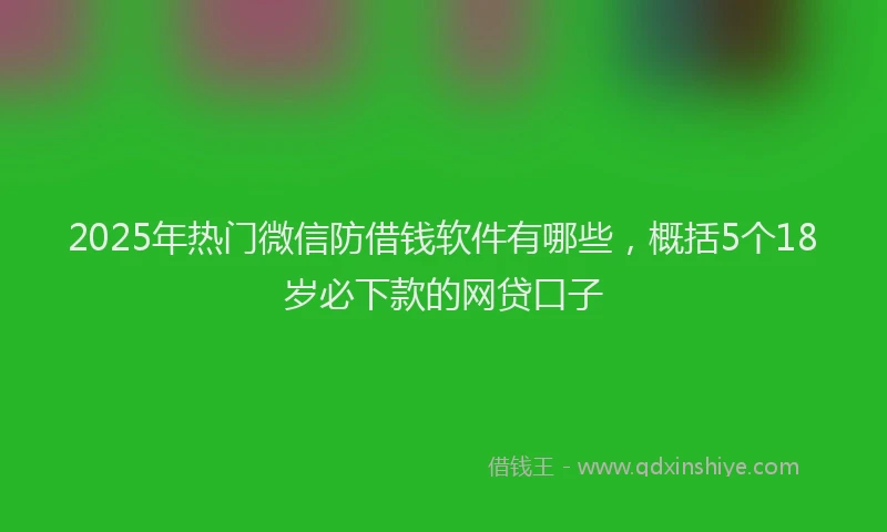 2025年热门微信防借钱软件有哪些，概括5个18岁必下款的网贷口子