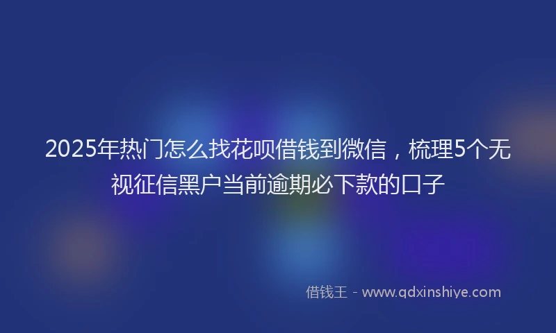 2025年热门怎么找花呗借钱到微信，梳理5个无视征信黑户当前逾期必下款的口子