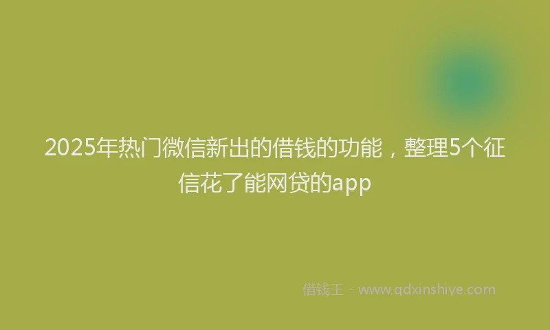 2025年热门微信新出的借钱的功能，整理5个征信花了能网贷的app