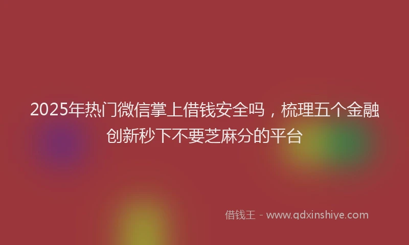 2025年热门微信掌上借钱安全吗，梳理五个金融创新秒下不要芝麻分的平台
