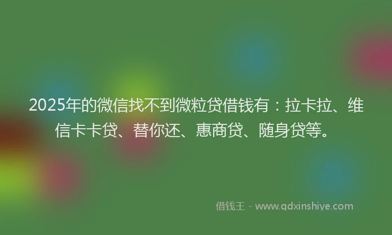 2025年的微信找不到微粒贷借钱有：拉卡拉、维信卡卡贷、替你还、惠商贷、随身贷等。