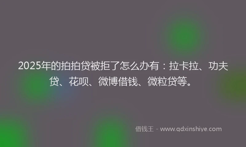 2025年的拍拍贷被拒了怎么办有：拉卡拉、功夫贷、花呗、微博借钱、微粒贷等。