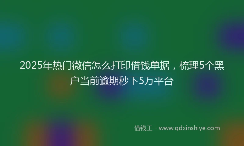 2025年热门微信怎么打印借钱单据，梳理5个黑户当前逾期秒下5万平台