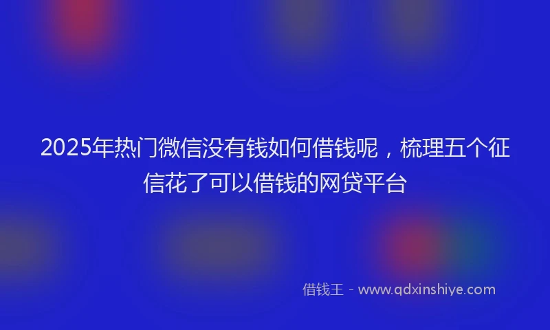2025年热门微信没有钱如何借钱呢，梳理五个征信花了可以借钱的网贷平台