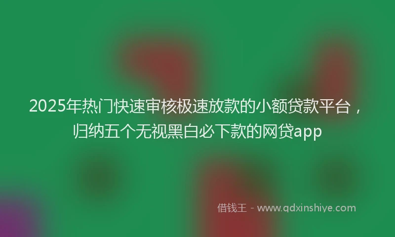 2025年热门快速审核极速放款的小额贷款平台，归纳五个无视黑白必下款的网贷app