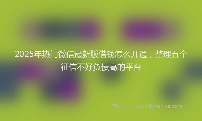 2025年热门微信最新版借钱怎么开通，整理五个征信不好负债高的平台