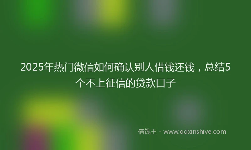 2025年热门微信如何确认别人借钱还钱，总结5个不上征信的贷款口子