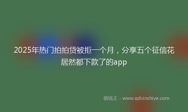 2025年热门拍拍贷被拒一个月，分享五个征信花居然都下款了的app
