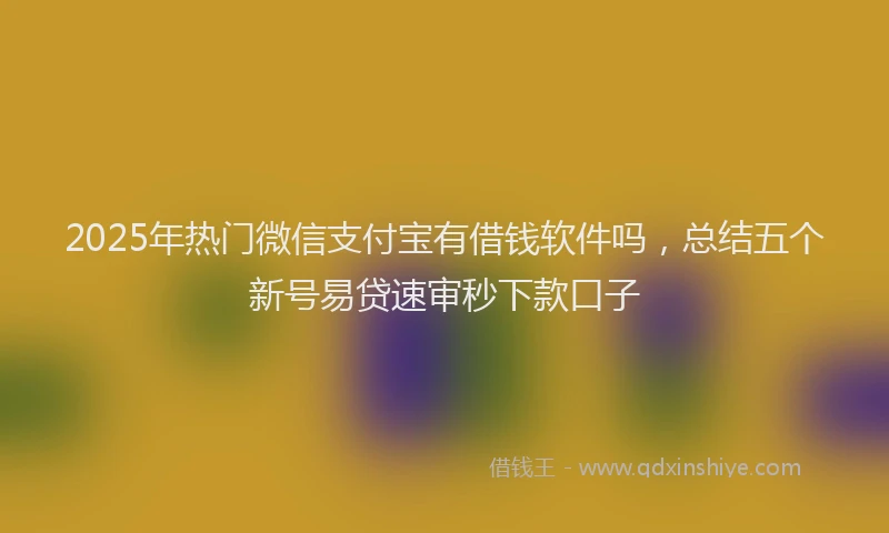 2025年热门微信支付宝有借钱软件吗，总结五个新号易贷速审秒下款口子