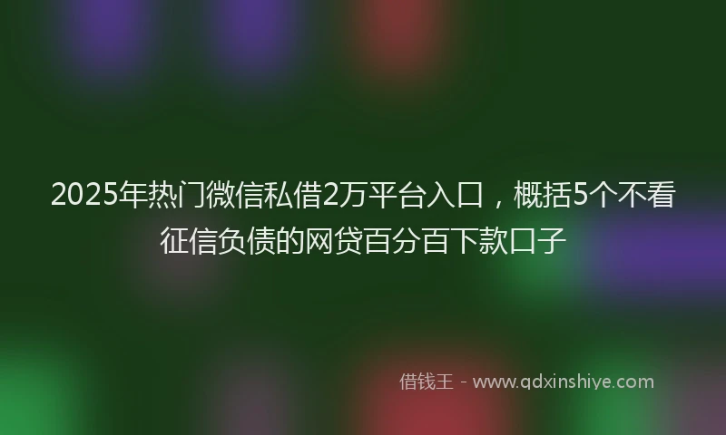 2025年热门微信私借2万平台入口，概括5个不看征信负债的网贷百分百下款口子