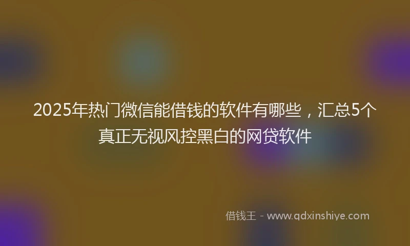2025年热门微信能借钱的软件有哪些，汇总5个真正无视风控黑白的网贷软件