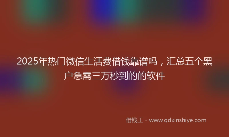 2025年热门微信生活费借钱靠谱吗，汇总五个黑户急需三万秒到的的软件