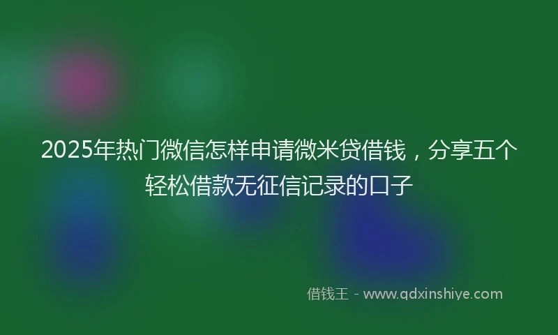 2025年热门微信怎样申请微米贷借钱，分享五个轻松借款无征信记录的口子