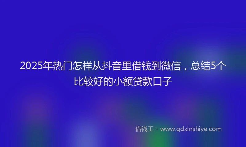 2025年热门怎样从抖音里借钱到微信，总结5个比较好的小额贷款口子