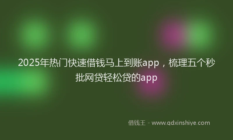 2025年热门快速借钱马上到账app，梳理五个秒批网贷轻松贷的app