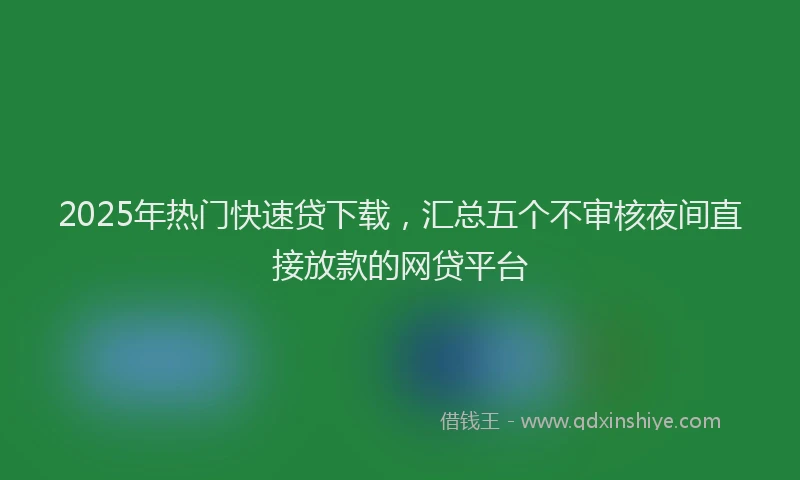 2025年热门快速贷下载，汇总五个不审核夜间直接放款的网贷平台